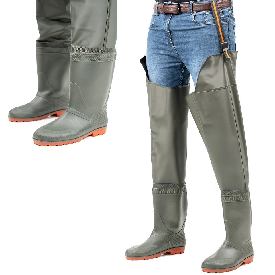 Nylon Thigh Hip Waders Waterproof Fly Coarse Fishing Muck Wader Thigh Boots - Image 3 of 4