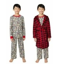 Eddie Bauer Kids Plush Matching Robe And Pajamas Youth Boys Size M 10/12