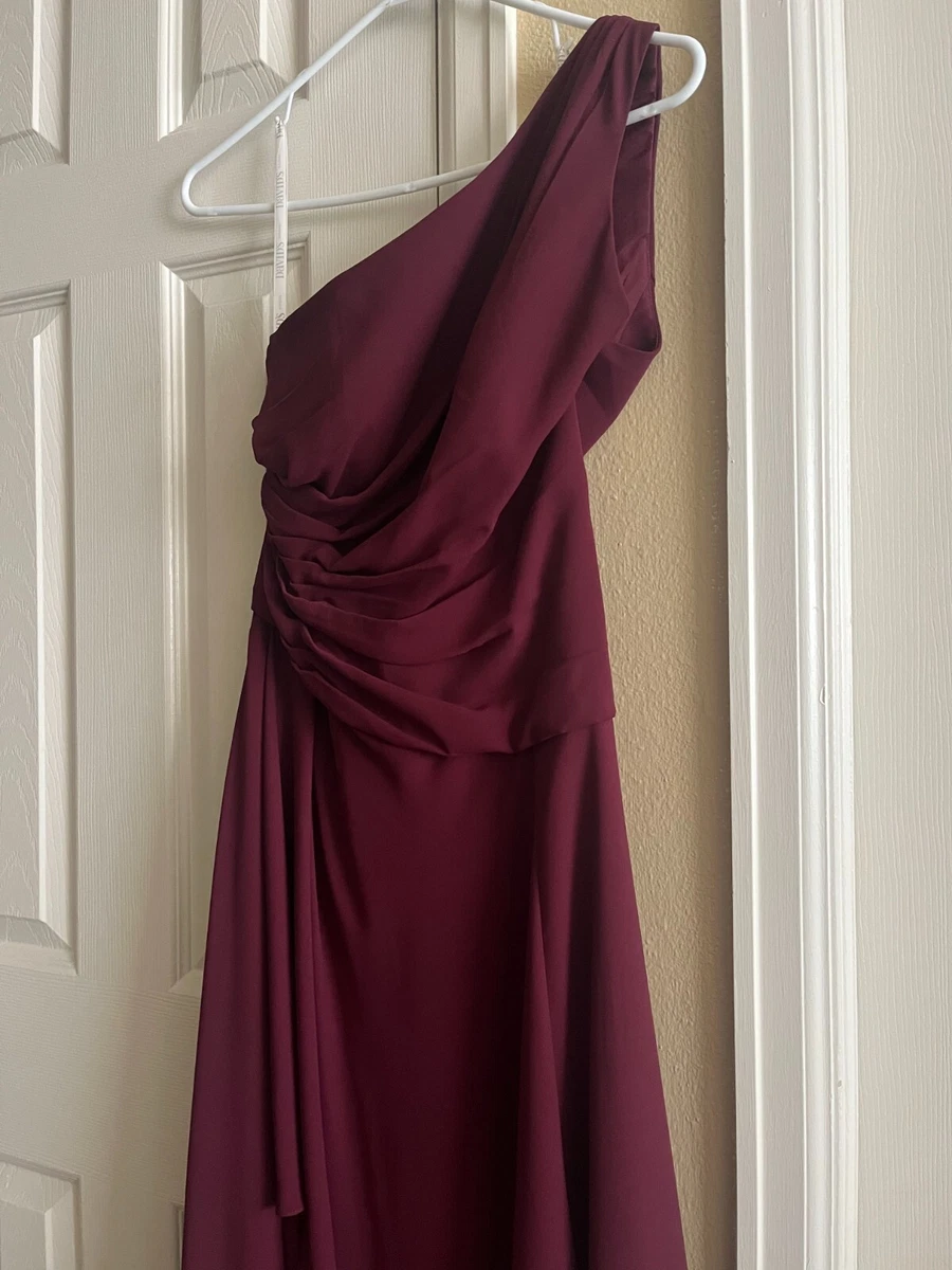 David s Bridal One shoulder Georgette Cascade Bridesmaid Dress