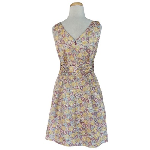 ZAC POSEN TRULY metallic gold floral sleeveless cocktail dress Sz 4 - Picture 2 of 4