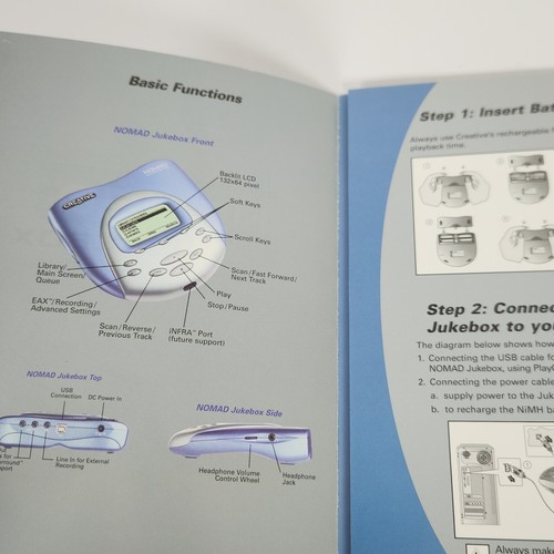 Creative Nomad Jukebox Digital Audio MP3 Player Original Instruction Manual - Picture 3 of 7