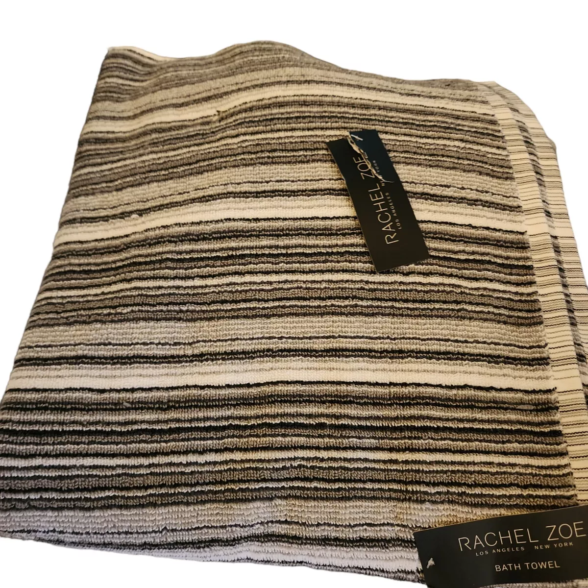 Black Striped Bath Towel, Black and White Striped Black Towels for