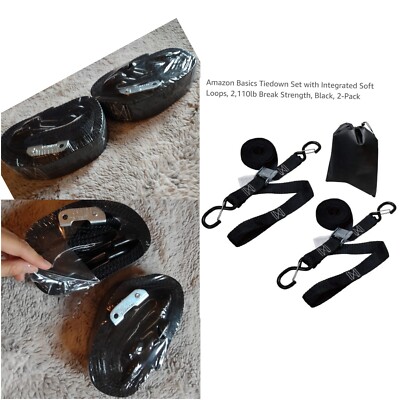Amazon Basics 2-pack Tie-down Set 10 Ft 1''W Stainless Steel Buckle Soft Loops