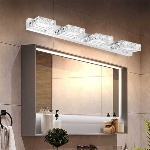 4-Lights Modern Bathroom Vanity Light Over Mirror LED Crystal Wall Lamp Fixture