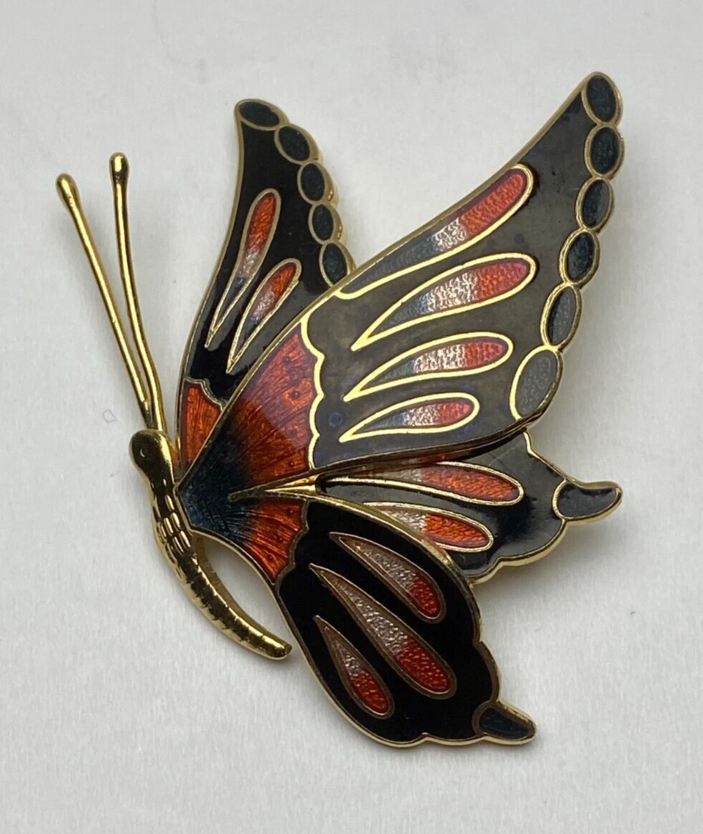 Vintage enamel butterfly brooch cheap