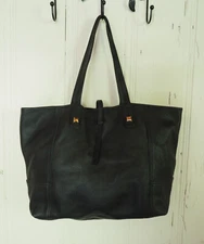 Stella & Dot Paris Market Leather Two Way Shoulder Tote Bag Large Shopper Black