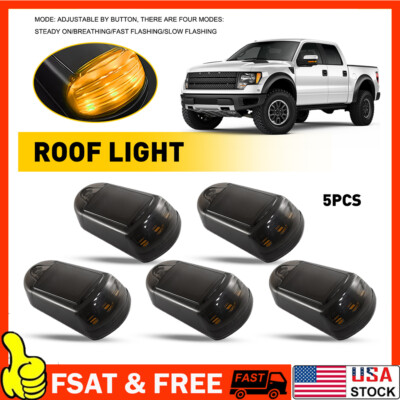 5X Wireless Solar Powered Cab Lights 3 LED Car Roof Light For Off-road Vehicle