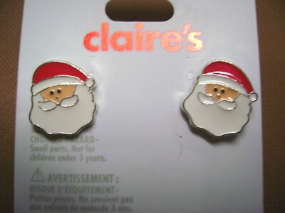 NWT- CLAIRES CUTE SANTA CLAUSE ENAMEL CHRISTMAS HOLIDAY PIERCED EARRINGS  - Main Image