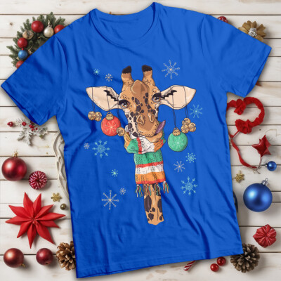 Giraffe Christmas T-shirt Funny Ugly Whimsical Mens and Womens Tee #MC