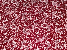 By 1/2 Yd Red Flowers On White Cotton Quilt Fabric Daisy Leaves Allover BTHY