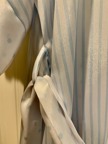 Women’s Me 2 By Miss Elaine 2 Pc Short Nightie(L)/Robe(M) Set Satin Blue/White - Picture 16 of 24