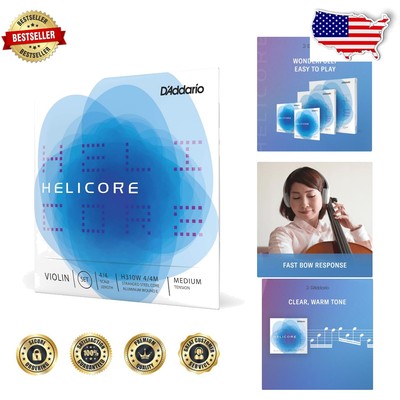 4/4 Size D Addario Helicore Strings - Medium Tension, Warm Tone & Durability