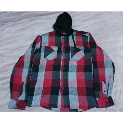 Revess flannels Hooded shirt men size Medium red/black-Ships Same Business Day!