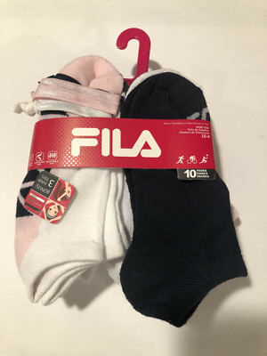 BRAND NEW GIRLS FILA ANGLE SOCKS 10 PAIR SOCK SHOE SIZE 10-4