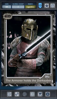 Star Wars Card Trader - Digital Legendary 1977 Asteroid 2cc Armorer W Dark Saber