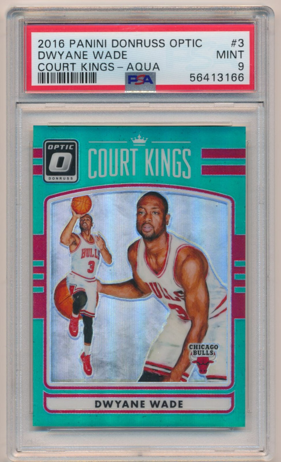 2016-17 Panini Donruss Optic Court Kings Dwyane Wade #3 Aqua Prizm /99 PSA 9