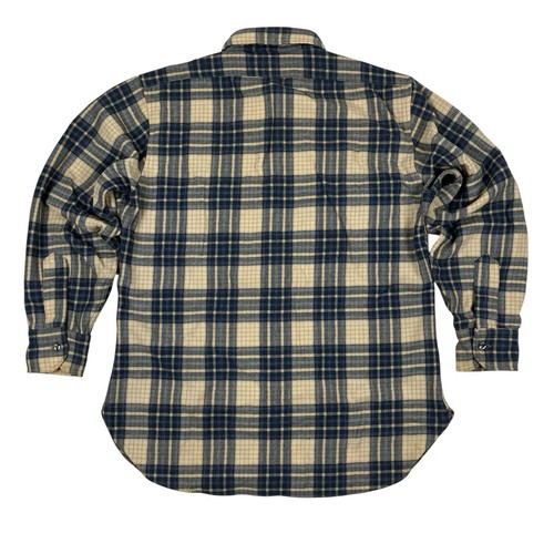 VTG Pendleton Distressed Beige & Blue Plaid Wool Button Up Shirt FLAW USA Size M - Picture 6 of 16