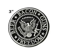 BEER BACON GUNS FREEDOM PATCH embroidered iron-on Funny Badge Emblem SECOND 2A