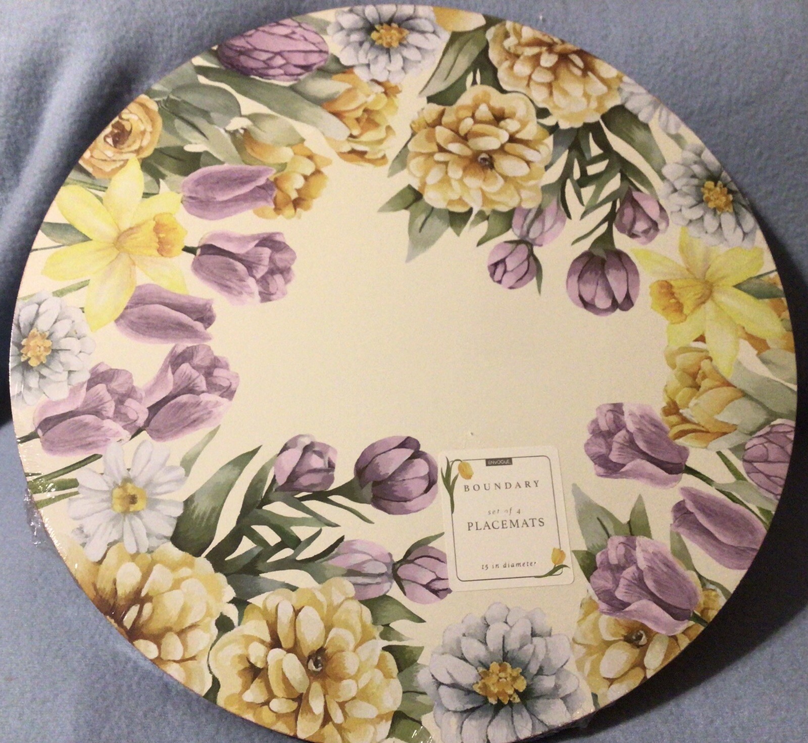 Envogue Boundary Cork Placemats set of 4 Tulips Floral Round New eBay
