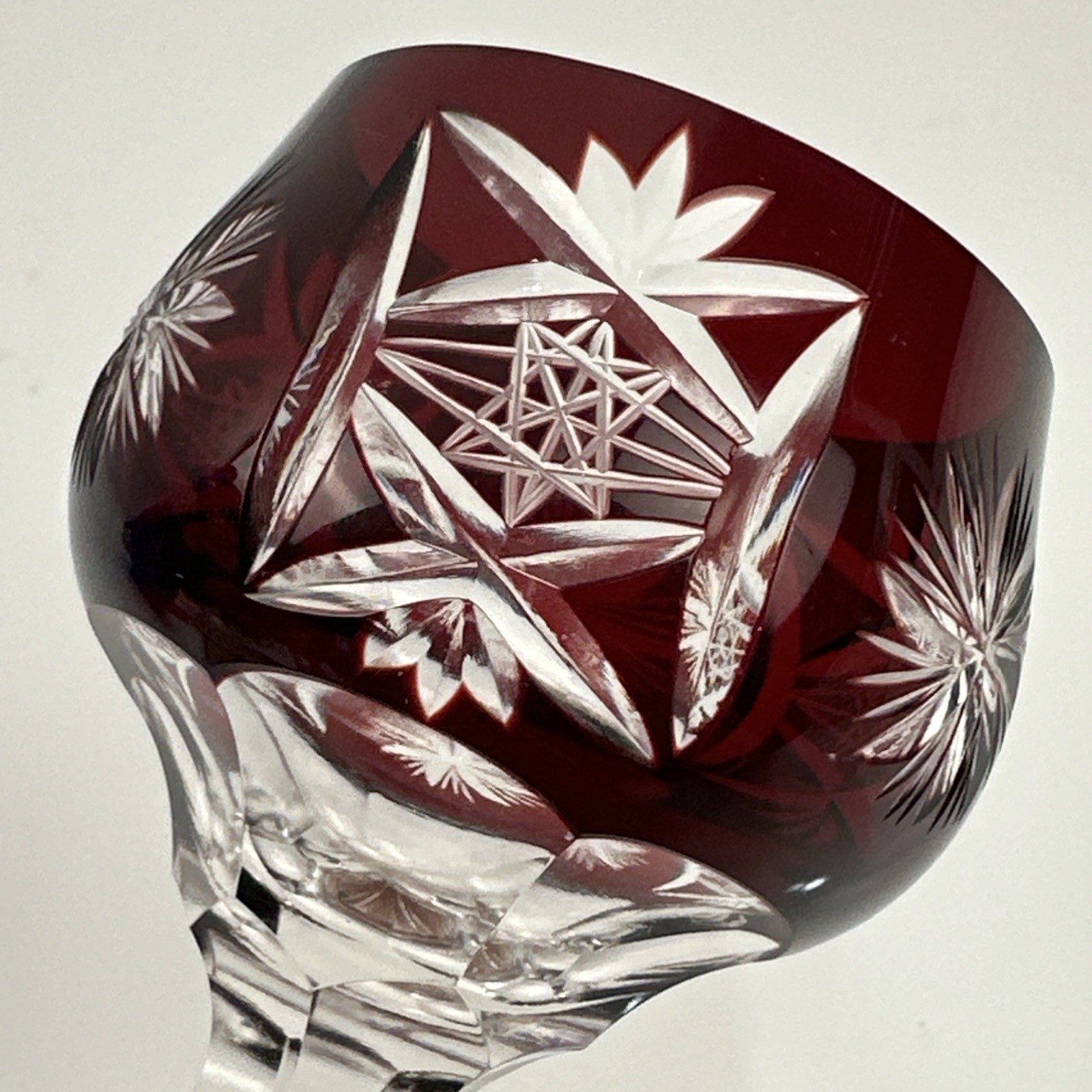 Antique HC Fry Cut to Clear Crystal Decanter & 4 Cordial Glasses RARE