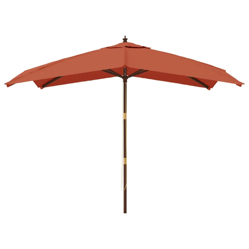 Parasol de jardin en bois 3x3m orange Helloshop26 pour terrasse et grand balcon