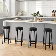 Set of 2/4 Round Bar Stool, Adjustable Swivel Kitchen Pub Chair PU Leathe NEW