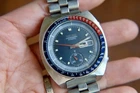 SEIKO 6139-6002 Pogue Pepsi Automatic Chronograph Men's Watch Blue -RUNS 4REPAIR