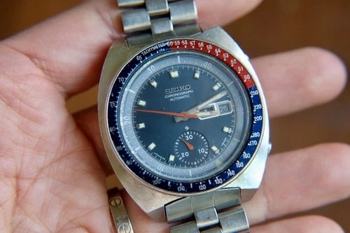 SEIKO 6139-6002 Pogue Pepsi Automatic Chronograph Men's Watch Blue -RUNS 4REPAIR