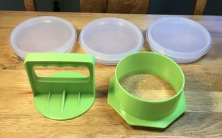 Hamburger Press 4 inch Pattie Maker Gadget Margarita Green w/3 Keepers