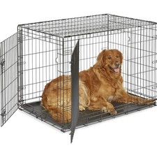 42-Inch Crate for Large Breeds, 71-90 lbs, Double Door Folding Dog Crate, Lea...