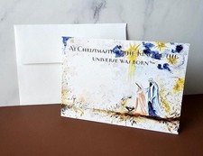 Christmas Nativity Manger Greeting Card: Christian Sentiment With White Envelope