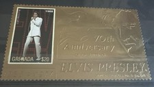 Product Image: Elvis Presley 70th Anniversary $20 Gold Foil Stamp Grenada 2005 MNH