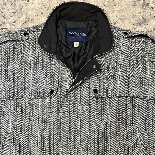 Vintage Manhattan Light Herren Bomber Pea Coat Style Jacke Gr. 48 (med) Wolle - Bild 3 von 9