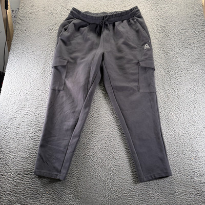 Reebok Sweatpant Men XL Gray Cotton Cargo Tapered Stretch Athletic Performance