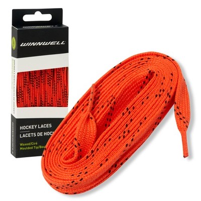 Waxed Hockey Skate Laces for Ice & Roller Blades, 108'' Orange/Black