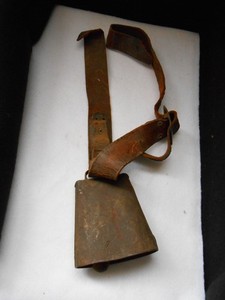 Antique Hand Forged Cow 5" Bell with Rusty Strap Rustic Farmhouse Primitive