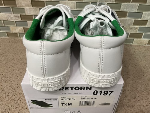 Tretorn Nylite PU Sneakers White Green Womens Size 7.5 Leather Casual - Picture 6 of 12