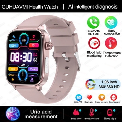 2025 New ECG+PPG Monitoring Smart Watch Women Blood Pressure Blood Lipid Uric Ac