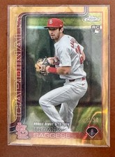 THOMAS SAGGESE 2025 Topps Chrome Rookie Gold Ray Wave #'ed /50 Cardinals