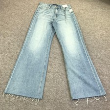 Aeropostale High Rise Wide Leg Jeans Womens 6R Blue Light Wash Non Stretch Denim