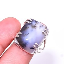 Natural Dendritic Agate - 925 Sterling Silver Ring s.9 R76, Christmas Gift