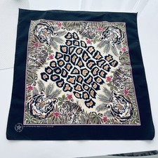 Vintage Tiger Leopard Craft Bandanna handkerchief Pink 21x21 Big Cat