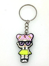 Cute Cartoon Girl Keychain Glasses Pink Bow Character Key Ring Bag Charm