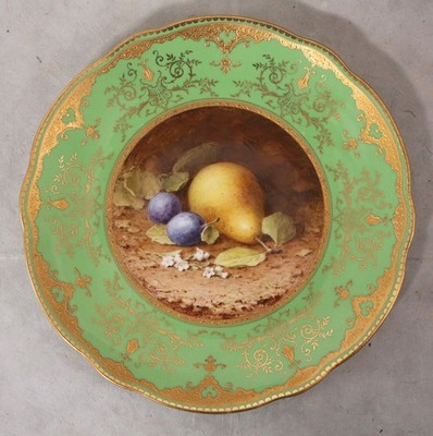 Coalport Teller von Frederick Chivers - handbemalte Früchte - um 1920 - 23 cm