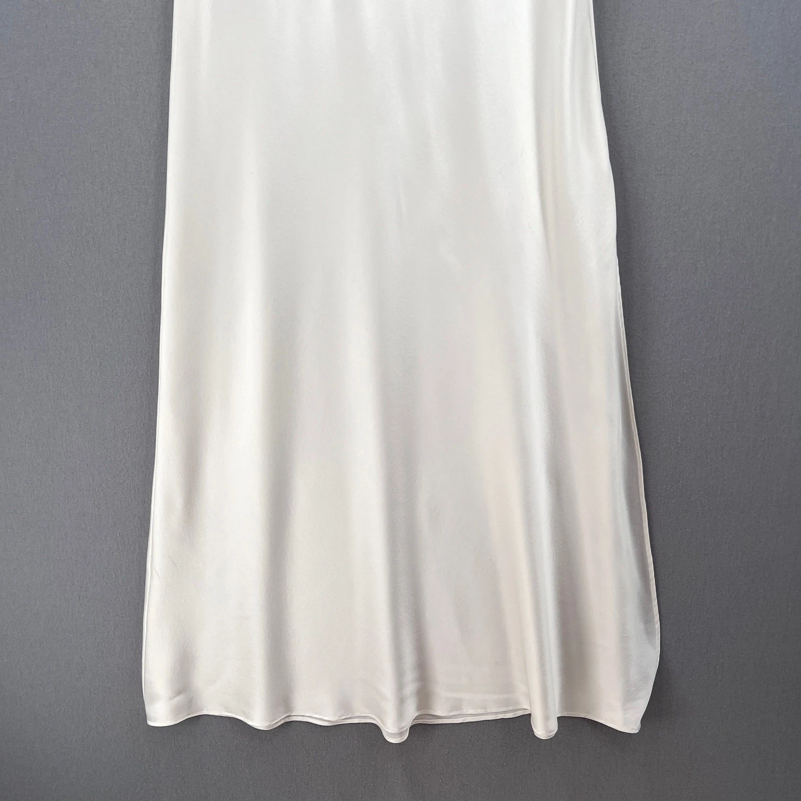 OFF WHITE Abito donna ENZA COSTA taglio bias seta slip S M bianco sporco scollo a V maxi spalline NUOVO