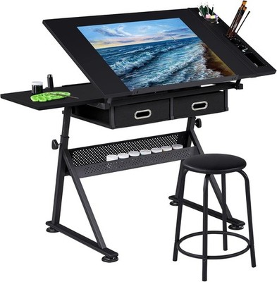 Yaheetech Art Craft Table Drawing Table Height Adjustable Drafting Desk Work Sta