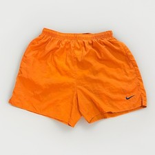 Vintage 90s Nike Swim Trunks Shorts Size Large Orange Back Hit Mesh Drawstring