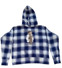 Image of Polo Ralph Lauren Teddy Bear Hoodie Women’s Blue White Check