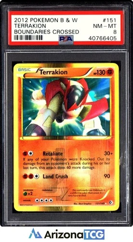 Pokemon 2012 Terrakion 151/149 Shiny Secret Rare Boundaries Crossed PSA 8