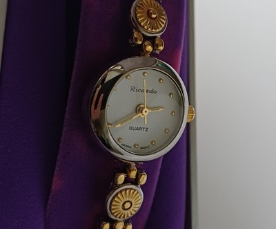 Ricardo Ladies Gold Silver Bracelet Quartz Watch Old Stock New, 21 mm